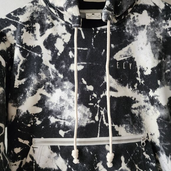 Nike Fly Black & White Tie-Dye Hoodie Sweatshirt Athleisure Active Streetwear XS - Picture 10 of 16